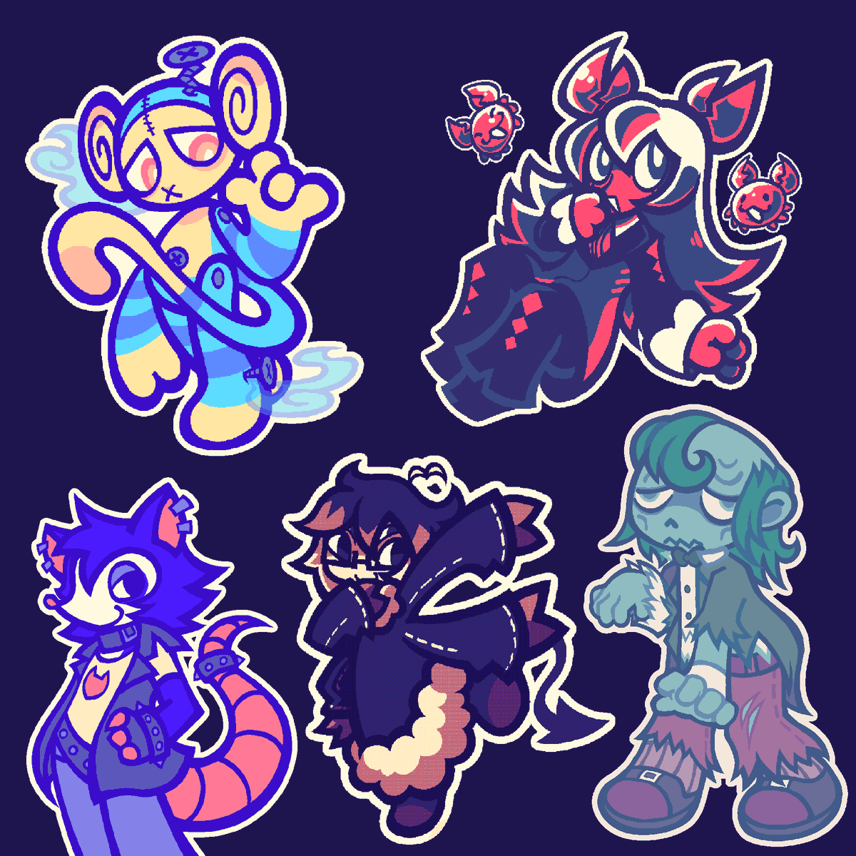 cats_comet's tweet image. I know I barely post anything at all here anymore but I am taking c0mmissions for summer if you guys are interested :3
Credits for the OCs in the example are in the alt text (please check them out) !!