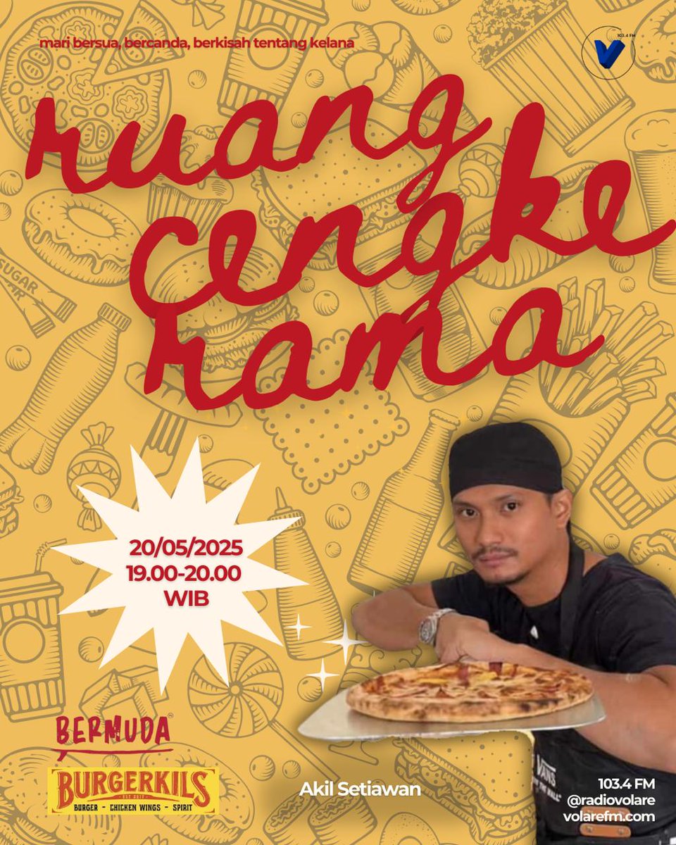 Berawal dari anak rantau yang terobsesi dengan budaya kopi hingga kini menjadi seorang foodpreneur, simak obrolan bersama <a href="/atletkuliner/">A K I L</a> di #RuangCengkerama. 

Dengarkan di gelombang 103.4 FM 
Streaming di volare.com
Live IG x TikTok <a href="/radiovolare/">Volare FM 103.4</a>