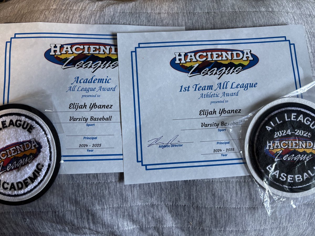 Blessed to receive 1st Team All League and All League Academic for baseball. After not playing for two years I have been blessed by God to lead me through my journey. 1st CIF game tomorrow. Thank you God!