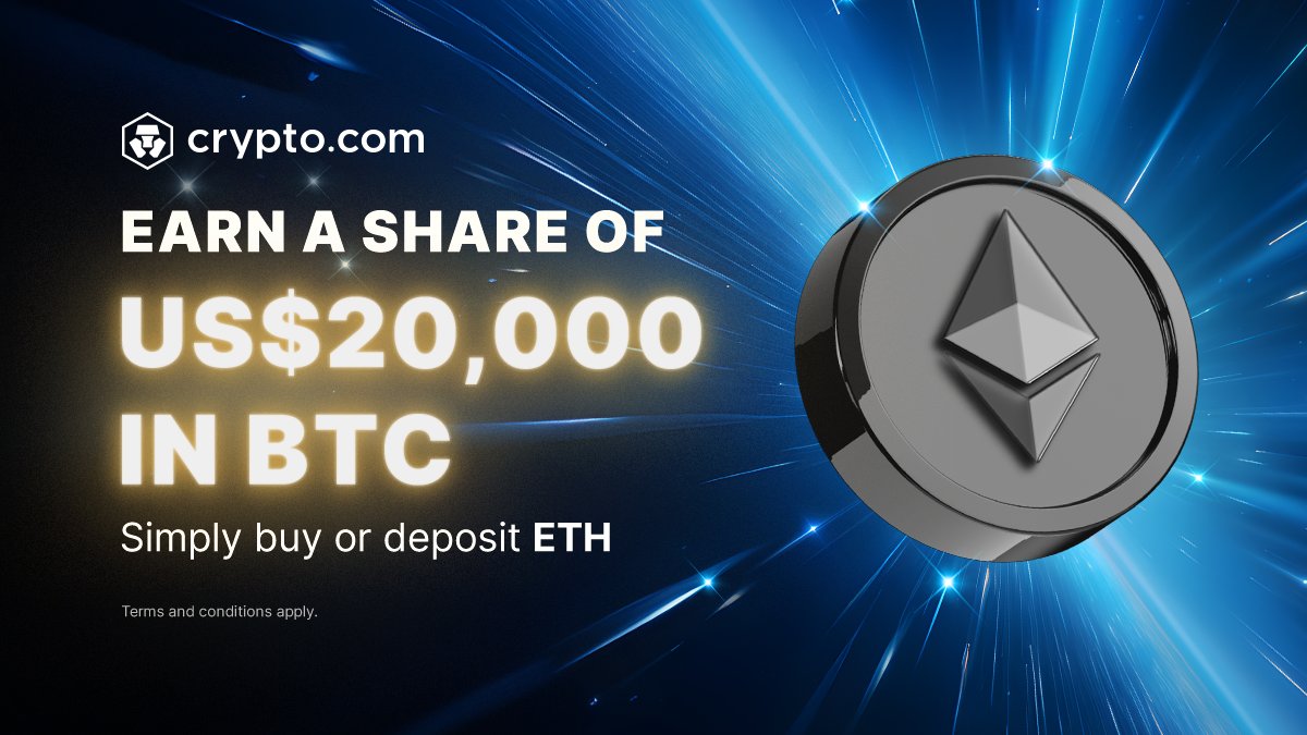 Crypto.com 🇦🇺 (@cryptocom_au) on Twitter photo 🚨 The latest round of our ETH App Campaign ends tomorrow
You still have time to join and win an even share of US$20,000 in $BTC 🏆
Be among the top-2,000 $ETH Net Buyers! Purchases and deposits both count 🏦
Learn more, and view the T&Cs 👇
crypto.com/events/eth-app…
<a href="/ethereum/">Ethereum.org</a> 🚨 The latest round of our ETH App Campaign ends tomorrow
You still have time to join and win an even share of US$20,000 in $BTC 🏆
Be among the top-2,000 $ETH Net Buyers! Purchases and deposits both count 🏦
Learn more, and view the T&Cs 👇
crypto.com/events/eth-app…
<a href="/ethereum/">Ethereum.org</a>