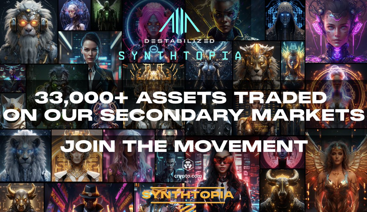 SYNTHTOPIA (@synthtopiaworld) on Twitter photo 🎉 33,000+ Sales Across Our Collections ⚡️
We’ve officially surpassed 33,000+ sales across primary and secondary markets on <a href="/cryptocomnft/">Crypto.com NFT</a> 💥
From bold beginnings to a thriving ecosystem, #SYNTHTOPIA is not just a project—it’s a legacy in motion.
This milestone is a testament 🎉 33,000+ Sales Across Our Collections ⚡️
We’ve officially surpassed 33,000+ sales across primary and secondary markets on <a href="/cryptocomnft/">Crypto.com NFT</a> 💥
From bold beginnings to a thriving ecosystem, #SYNTHTOPIA is not just a project—it’s a legacy in motion.
This milestone is a testament
