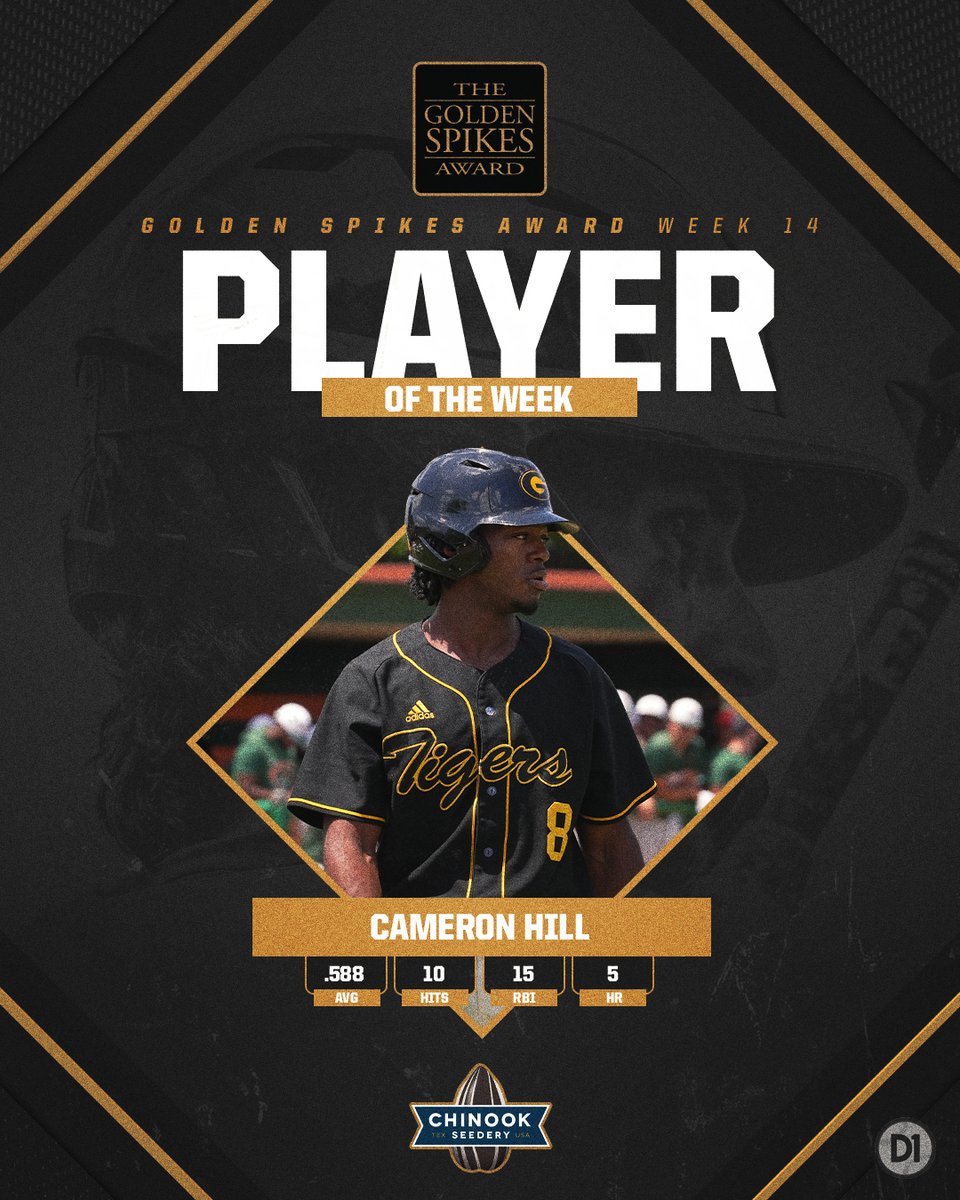 Grambling State's Cameron Hill was a solo shot shy of hitting for the home run cycle over the weekend 🤯

He's been named our final #GoldenSpikes Player of the Week for 2025.

📰usabaseball.com/news/grambling…