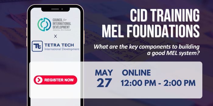 Keen to learn the basics of Monitoring, Evaluation, and Learning (MEL)?

- 27 May 2025
- Online
- Free of charge
- Register now! …foundations-what-are-the.lilregie.com 

Let your team know, or join yourself – a great first step into MEL!

#cidnz #cidtraining #MELfoundations