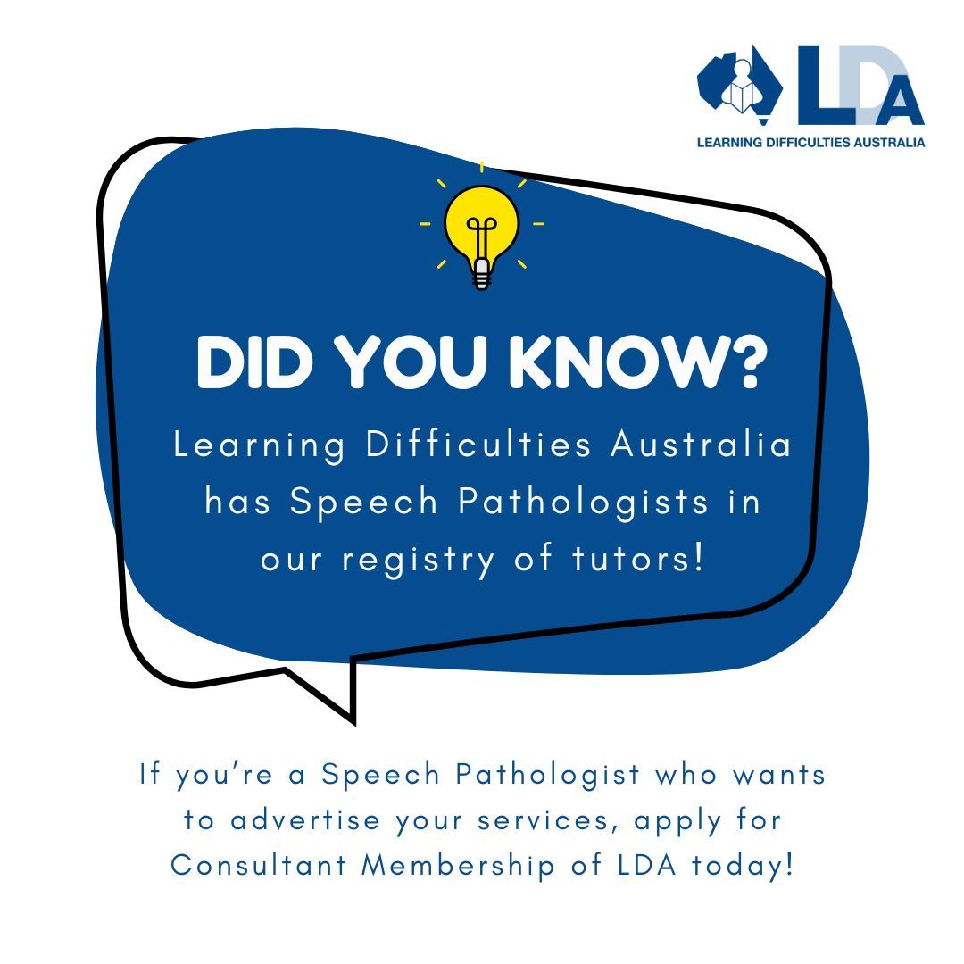 Are you a Speech Pathologist wanting to increase your client base? Take a look at whether LDA Consultant Membership is right you!

For more information aboutConsultant Membership: bit.ly/LDAConsMembInfo
To join LDA or apply for Consultant Membership: bit.ly/LDAmember