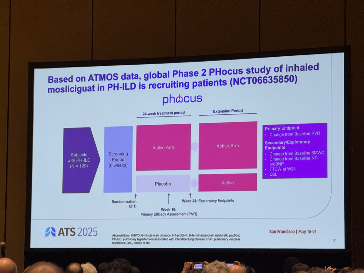 Now: potential new tx for #PAH and inoperable #CTEPH: “ATMOS, A Proof-of-Concept Trial of Inhaled Mosliciguat, A First-in-Class Soluble Guanylate Cyclase Activator - A Novel Approach to Address Unmet Needs in PH” #DrHosseinGhofrani

Phase II for PH-ILD enrolling now!