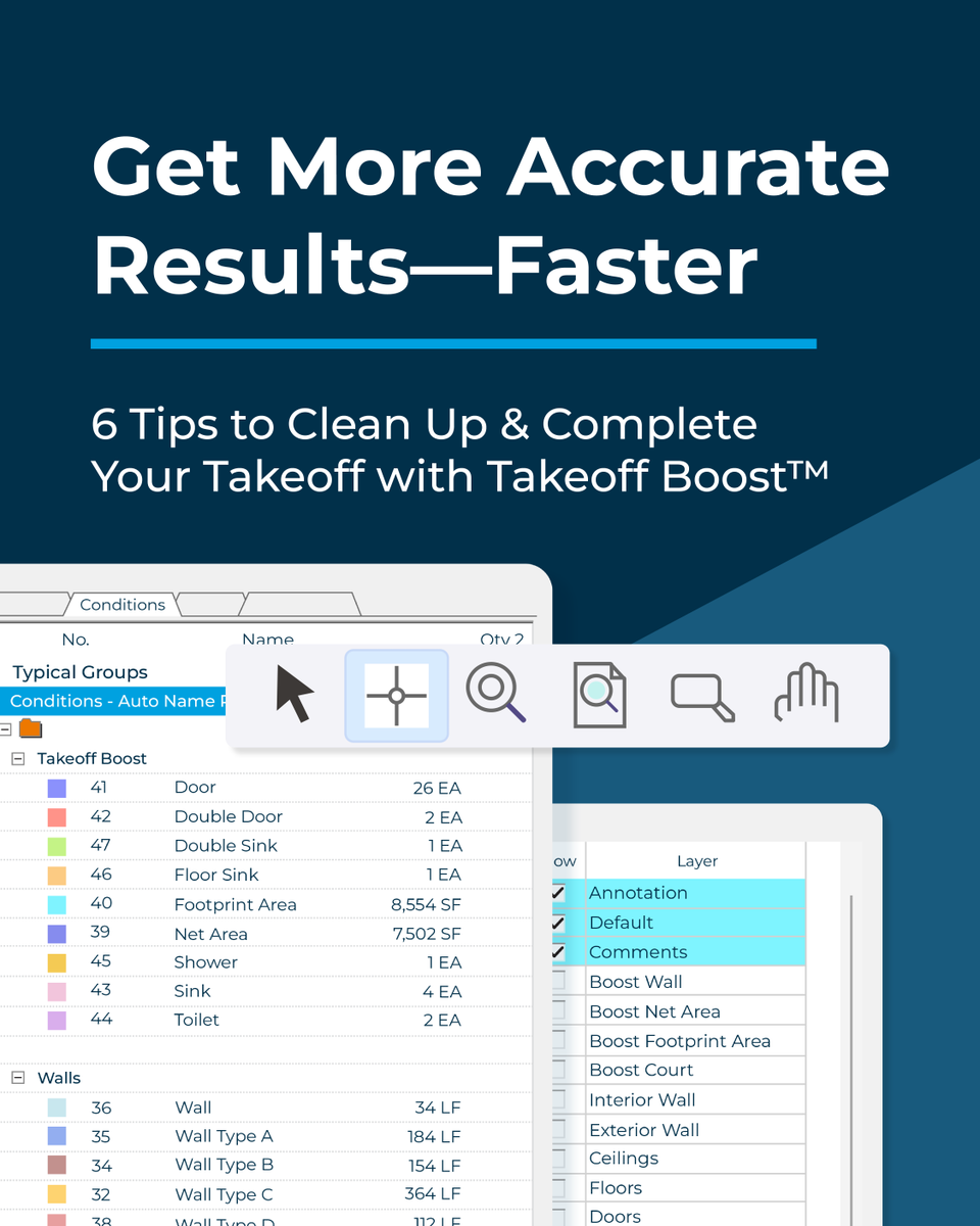 Takeoff Boost™ gives you more accurate results—fast.

Want to clean things up and get ready to bid? These 6 tips walk you through it:
oncenter.pulse.ly/i1ofhkticq

#ConstructionStartshere #TakeoffBoost #EstimatingSoftware