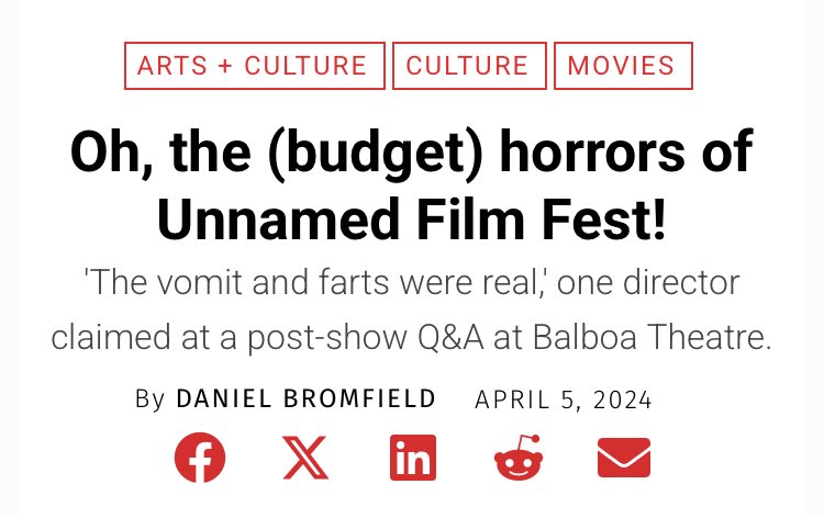 bromf3's tweet image. Adding award-winning journalist to my resume! Scored a @CNPAservices California Journalism Award 🥉 Best Film/TV Reporting for my piece on 2024’s @unnamedfootage festival for @48hills. Thanks @supermarke for having me on the 48 Hills team. Read it here: 48hills.org/2024/04/unname…