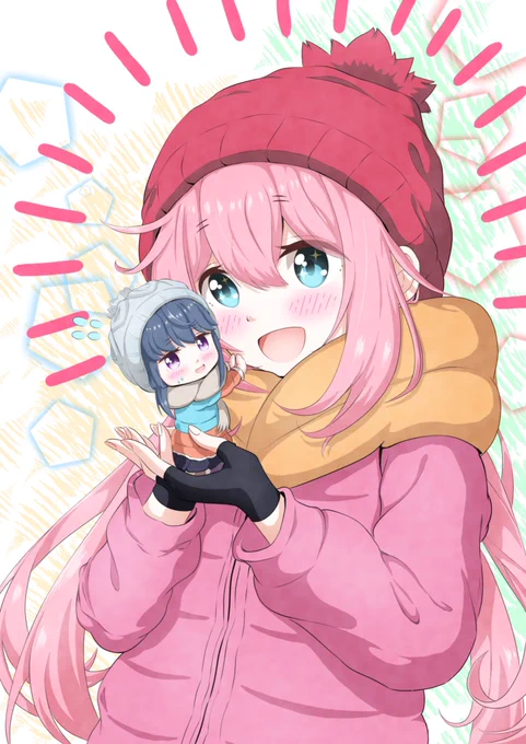 たまにアップしている、ゆるキャン△イラストからこのなでしこのワクワク感溢れる笑顔がいい #自分の代表作だと思う作品を一つだけ選んでみよう 
