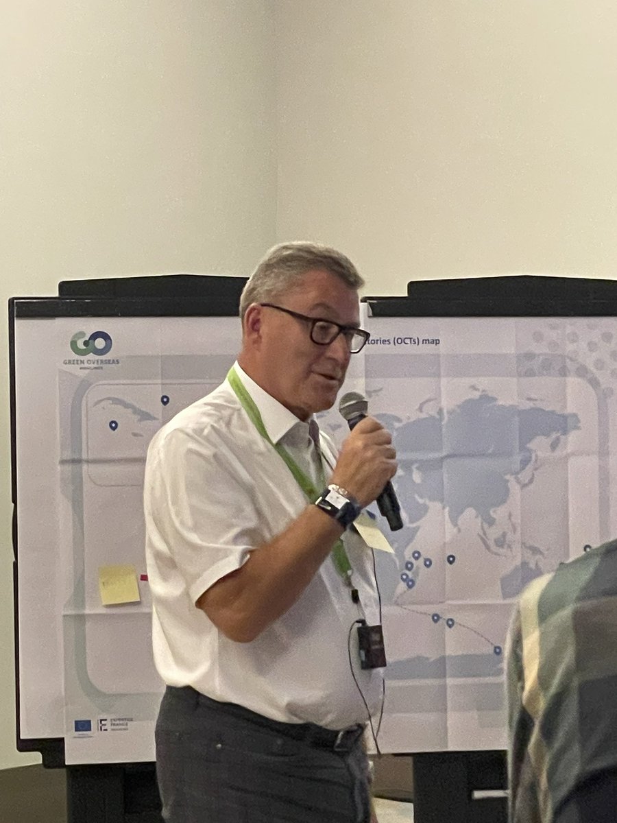 Piquer's tweet photo. Proud to represent Tristan at this week’s @greenoverseas25 conference, talking about coastal erosion and climate change, alongside other UK, French and Dutch overseas territories #Diplomacy #TristandaCunha #GO4CLIMATE https://t.co/r6VhYm2Nws