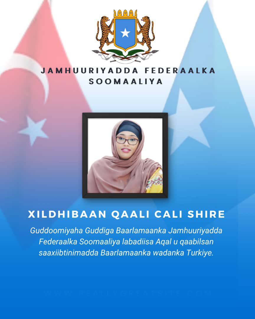 Xildhibaan Qaali Cali Shire oo ka mid ah xildhibaanadda Golaha Shacabka ayaa loo doortay Guddoomiyaha Guddiga Baarlamaanka Jamhuuriyadda Federaalka Soomaaliya labadiisa Aqal u qaabilsan saaxiibtinimadda Baarlamaanka Turkiye.