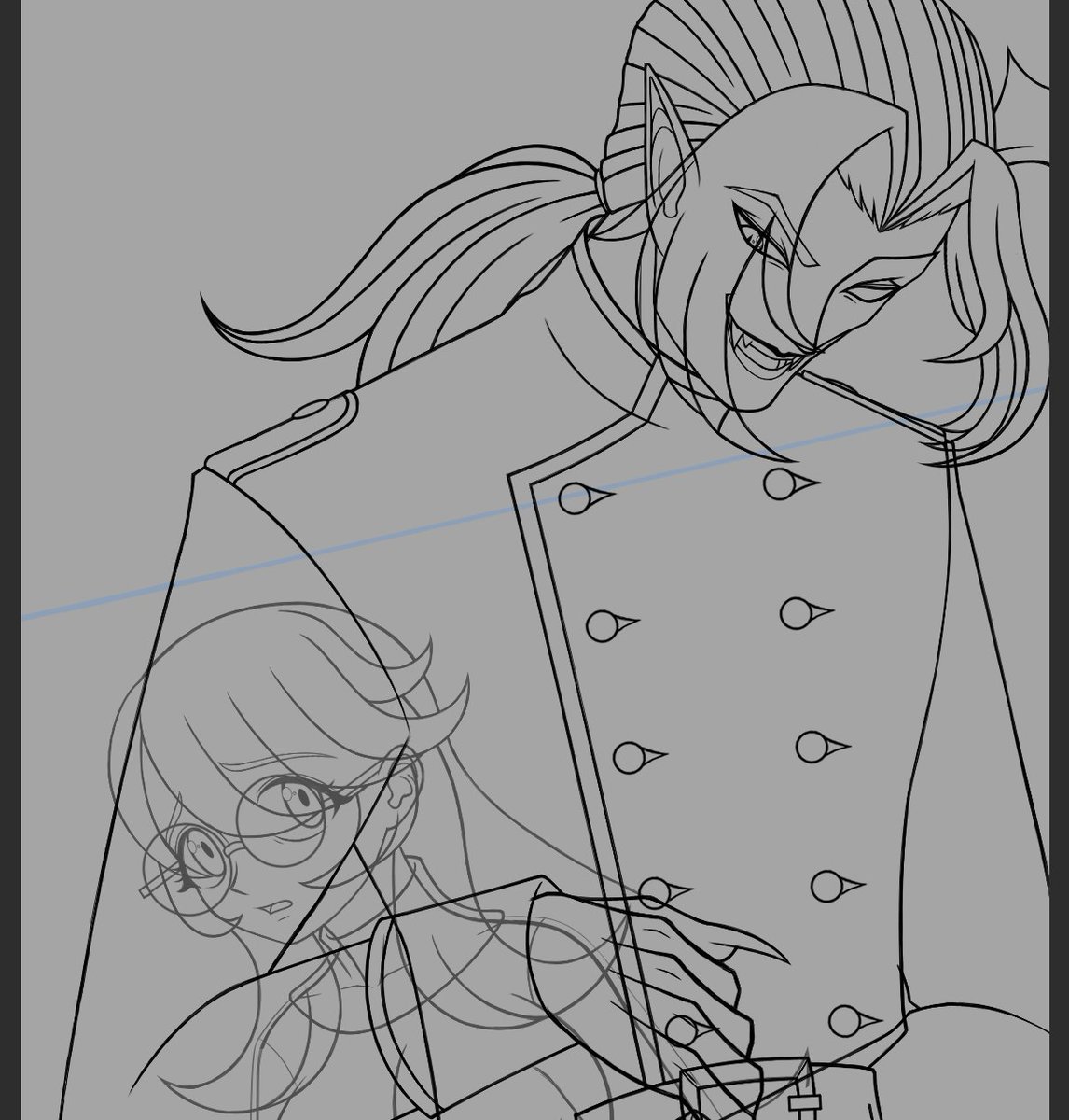 dekishi_tan's tweet image. Here's some work in progress on some drawings that I've been working on for a while now! Can't wait to finish the line art and start coloring them soon.🥰 
#digimonoc  #myotismon #vamdemon