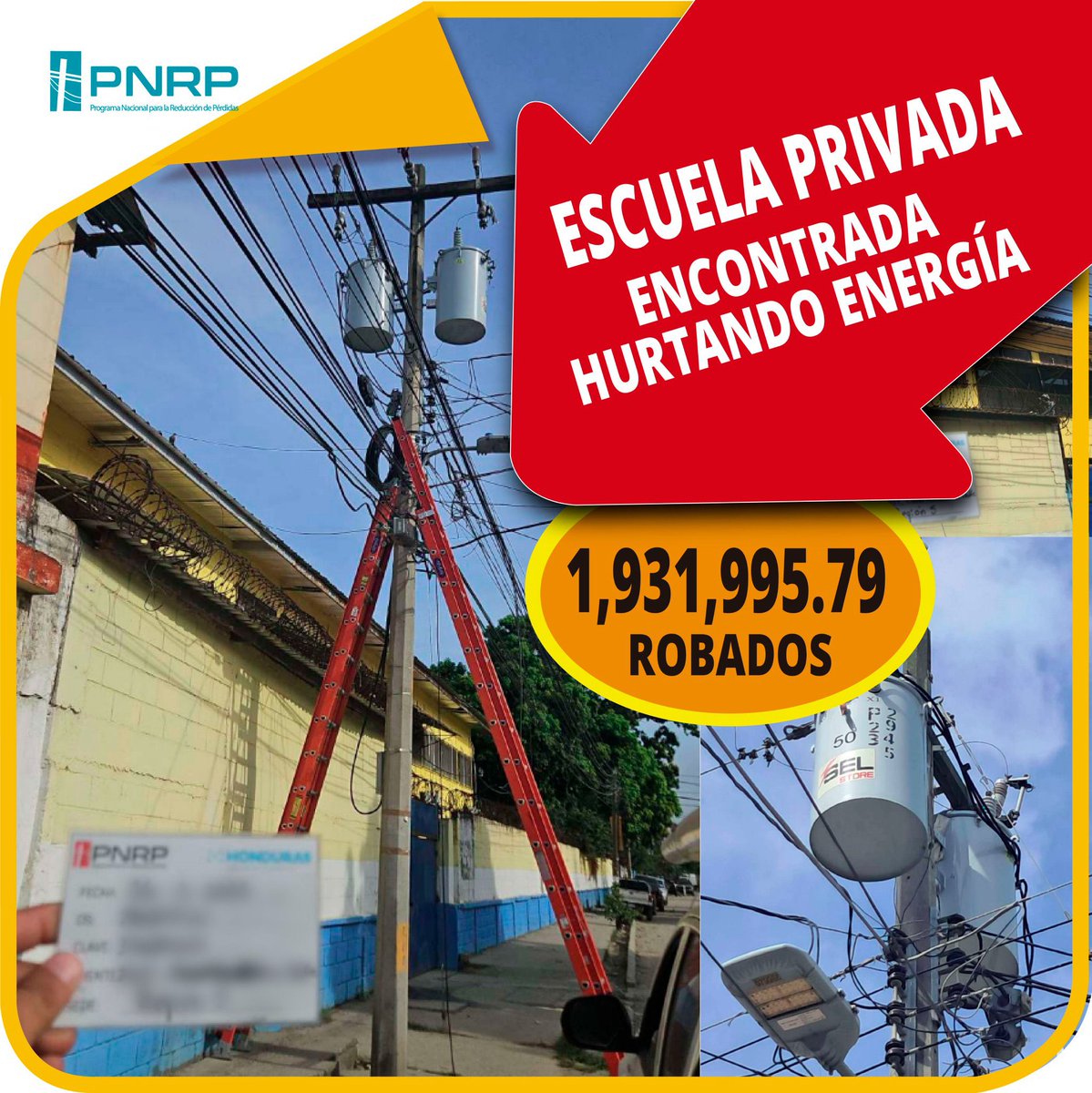 Erick Tejada Carbajal (@carbajal_tejada) on Twitter photo 🚨HURTO MILLONARIO POR ESCUELA EN SAN PEDRO SULA🚨
El Instituto La Salle, ha causado pérdida millonaria de energía al país al conectar 2 transformadores a la red de distribución de forma ilegal, sin realizar ninguna solicitud.
El <a href="/PNRP_HN_/">Programa Nacional para la Reducción de Pérdidas</a> corrigió esta irregularidad al ser 🚨HURTO MILLONARIO POR ESCUELA EN SAN PEDRO SULA🚨
El Instituto La Salle, ha causado pérdida millonaria de energía al país al conectar 2 transformadores a la red de distribución de forma ilegal, sin realizar ninguna solicitud.
El <a href="/PNRP_HN_/">Programa Nacional para la Reducción de Pérdidas</a> corrigió esta irregularidad al ser
