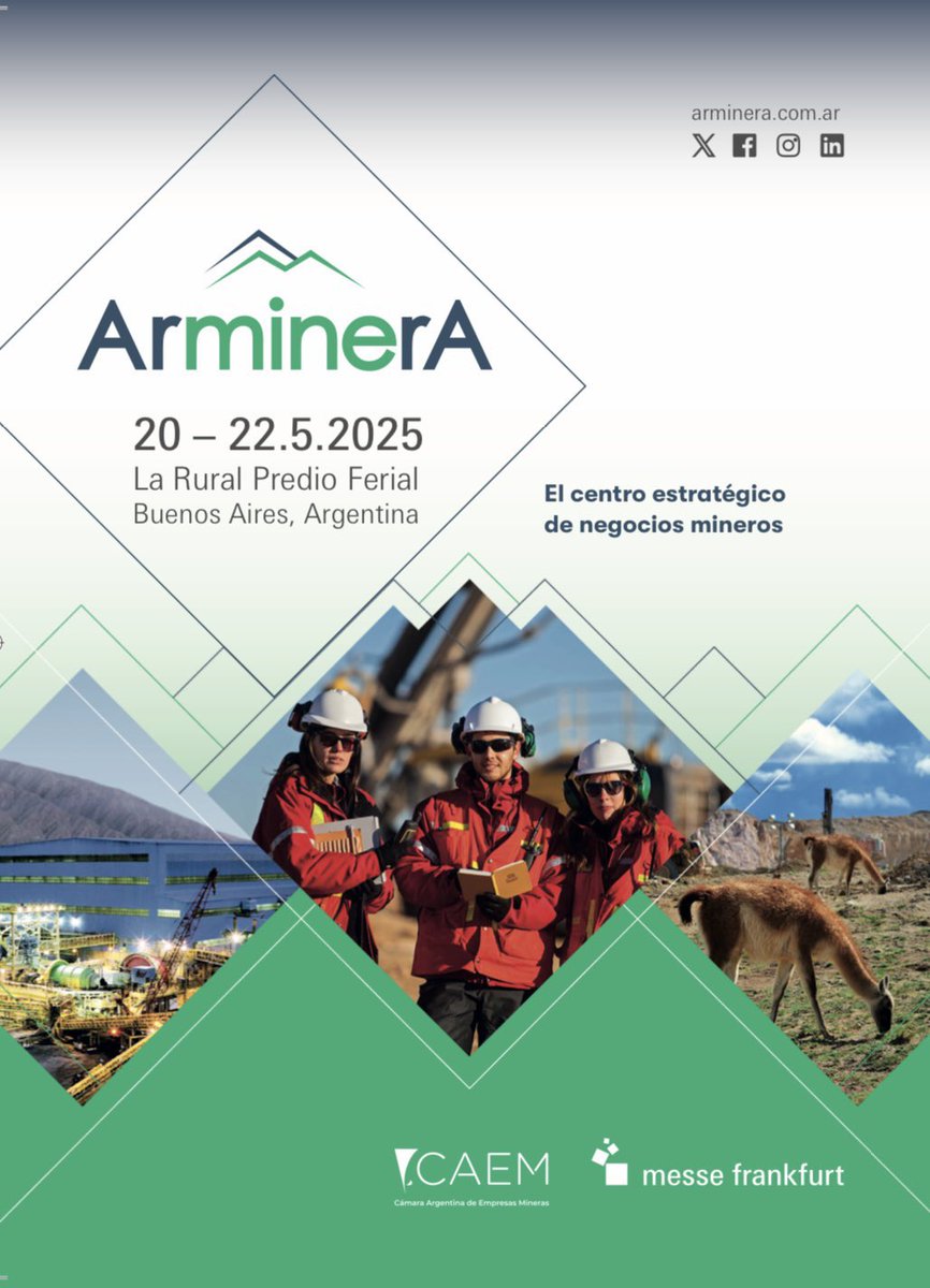 InfoCAPEM's tweet photo. Los invitamos que participen del 20 al 22 de mayo, en La Rural, Predio Ferial, CABA para la 14º edición de la exposición que impulsa el sector minero del país.
@ArmineraExpo https://t.co/381bwX8Ans