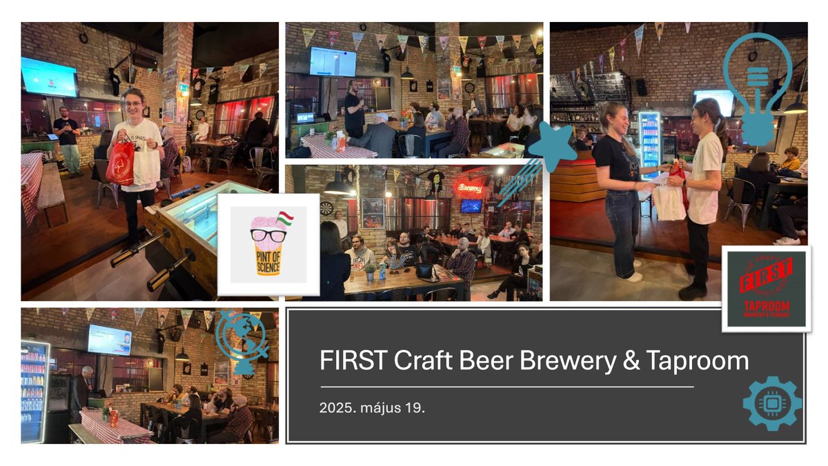 pintofscienceHU's tweet image. What a nice evening 😍
Nézzetek el hozzánk holnap is and let's meet us on Wednesday, too: 🥸
FIRST Craft Beer Brewery & Taproom: fb.me/e/HBHJXpGFx 🇬🇧fb.me/e/8tSpmqbTJ
Stifler32 Bar & Club: fb.me/e/33lAuSPKt 🇬🇧 fb.me/e/2Voq3QmTq
#pint25 #pint25hu