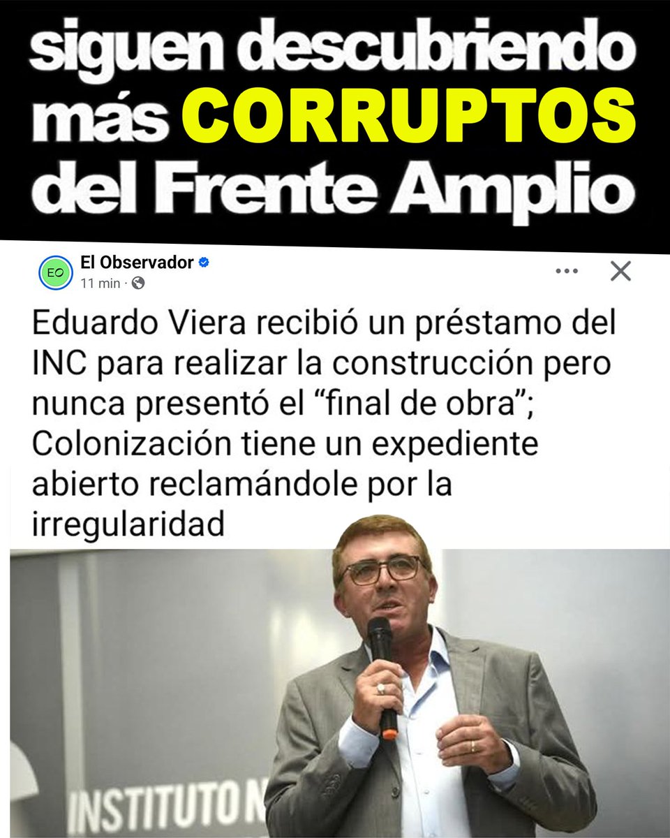 NuncaMasFAPIT's tweet photo. El presidente del Instituto de Colonización es un colono que recibió un préstamo de #Colonización para realizar una construcción en su campo San José donde es #colono, pero nunca presentó el “final de obra” ni los aportes al BPS
#YoNoLosVoté 
#NuncaMasFrenteAmplio 
#NuncaMasFAPIT https://t.co/KdA5wcZBEf