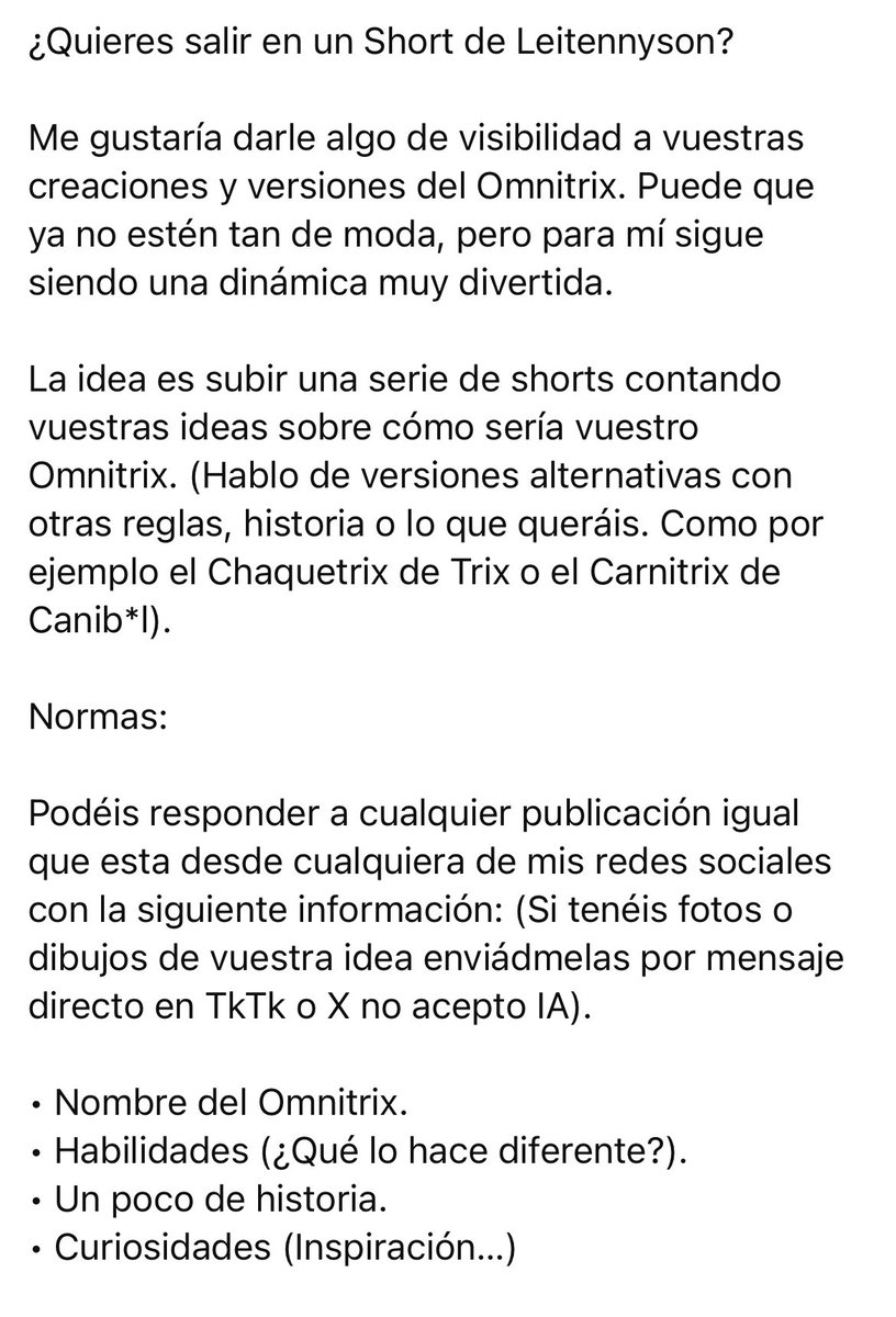 Leitennyson's tweet photo. ¿Quieres salir en un Short de Leitennyson? #Fantrix
Me gustaría darle algo de visibilidad a vuestras creaciones y versiones del Omnitrix. Puede que ya no estén tan de moda, pero para mí sigue siendo una dinámica muy divertida. https://t.co/A7EHA6DQFO