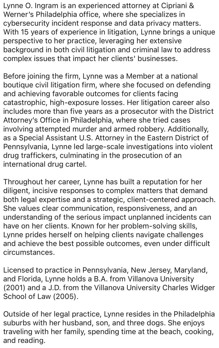 lynneoingram's tweet photo. #Cybersecurity #IncidentResponse #DataPrivacy #NewFirm #NewFieldofLaw #NewEverything @CWLAWPC https://t.co/xL5WKRVQHu