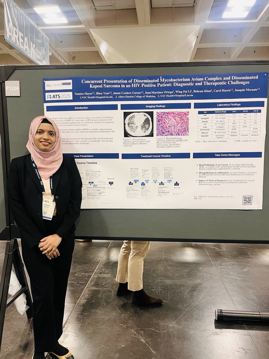 Samira Hayee (@lamisa) on Twitter photo I had an amazing time presenting a case about a rare concurrent presentation of disseminated MAC and disseminated Kaposi Sarcoma. <a href="/atscommunity/">American Thoracic Society (ATS)</a> Always an honor and learning opportunity to represent Jacobi at a national conference. <a href="/jmcchiefs/">Jacobi Internal Medicine Chiefs</a> <a href="/AndrewGutwein/">Andrew Gutwein MD</a> I had an amazing time presenting a case about a rare concurrent presentation of disseminated MAC and disseminated Kaposi Sarcoma. <a href="/atscommunity/">American Thoracic Society (ATS)</a> Always an honor and learning opportunity to represent Jacobi at a national conference. <a href="/jmcchiefs/">Jacobi Internal Medicine Chiefs</a> <a href="/AndrewGutwein/">Andrew Gutwein MD</a>