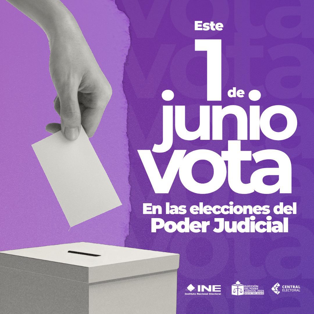 📅 Este 1 de junio es tu oportunidad para decidir en la #ElecciónJudicial. Vota y haz que tu voz cuente. 🗳️

▶️ practicatuvotopj.ine.mx

#VotaPoderJudicial2025mx