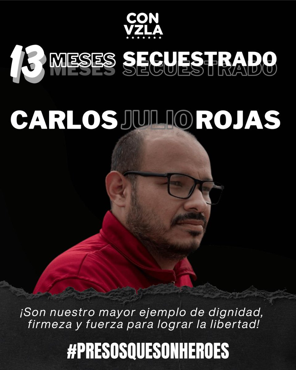 #sinluz 13 meses detenido, por comunicar la verdad de la situación de los servicios públicos en Caracas, y defender los DDHH en Venezuela #LibertadparaCarlosJulioRojas #Libertadparalospresospoliticos
<a href="/VenteDDHH/">DDHH Vente Venezuela</a>