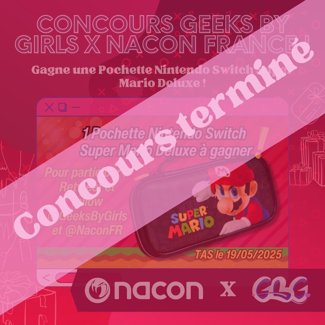 👾 Geeks By Girls 👾 (@geeksbygirls) on Twitter photo FÉLICITATIONS à <a href="/ingridLvnc/">Ingrid L.</a> qui remportes la Pochette #NintendoSwitch #SuperMario Deluxe avec <a href="/NaconFR/">Nacon France</a> ! Nous venons de te contacter pour te transmettre les infos ! 👀
Merci à tous pour vos participations !
❤ #Concours #Gaming #Giveaway #JeuxVideo #GBG
x.com/GeeksByGirls/s… FÉLICITATIONS à <a href="/ingridLvnc/">Ingrid L.</a> qui remportes la Pochette #NintendoSwitch #SuperMario Deluxe avec <a href="/NaconFR/">Nacon France</a> ! Nous venons de te contacter pour te transmettre les infos ! 👀
Merci à tous pour vos participations !
❤ #Concours #Gaming #Giveaway #JeuxVideo #GBG
x.com/GeeksByGirls/s…