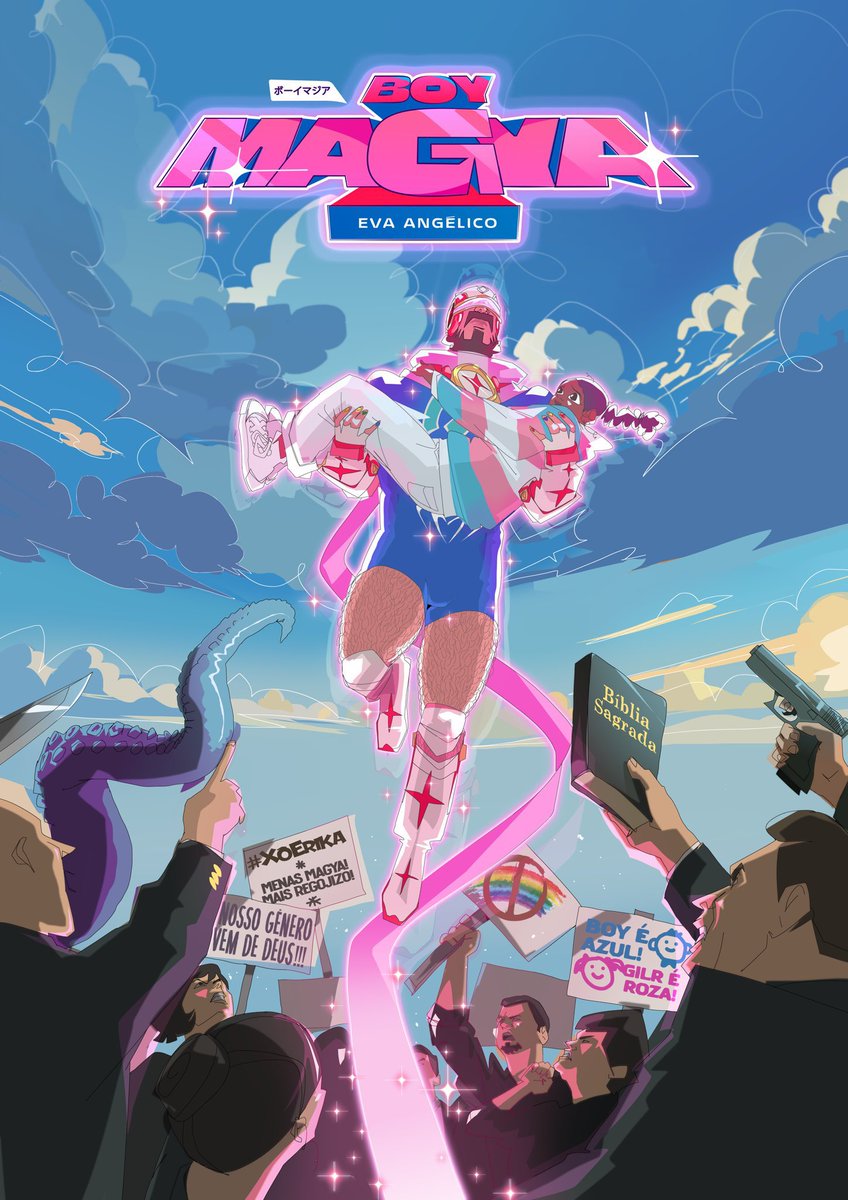 chrisgonzatti's tweet image. o x-men Anjo salvando uma criança mutante de uma horda de fanáticos religiosos / o super-herói gay Boy Magya salvando uma criança trans de uma horda de fanáticos religiosos