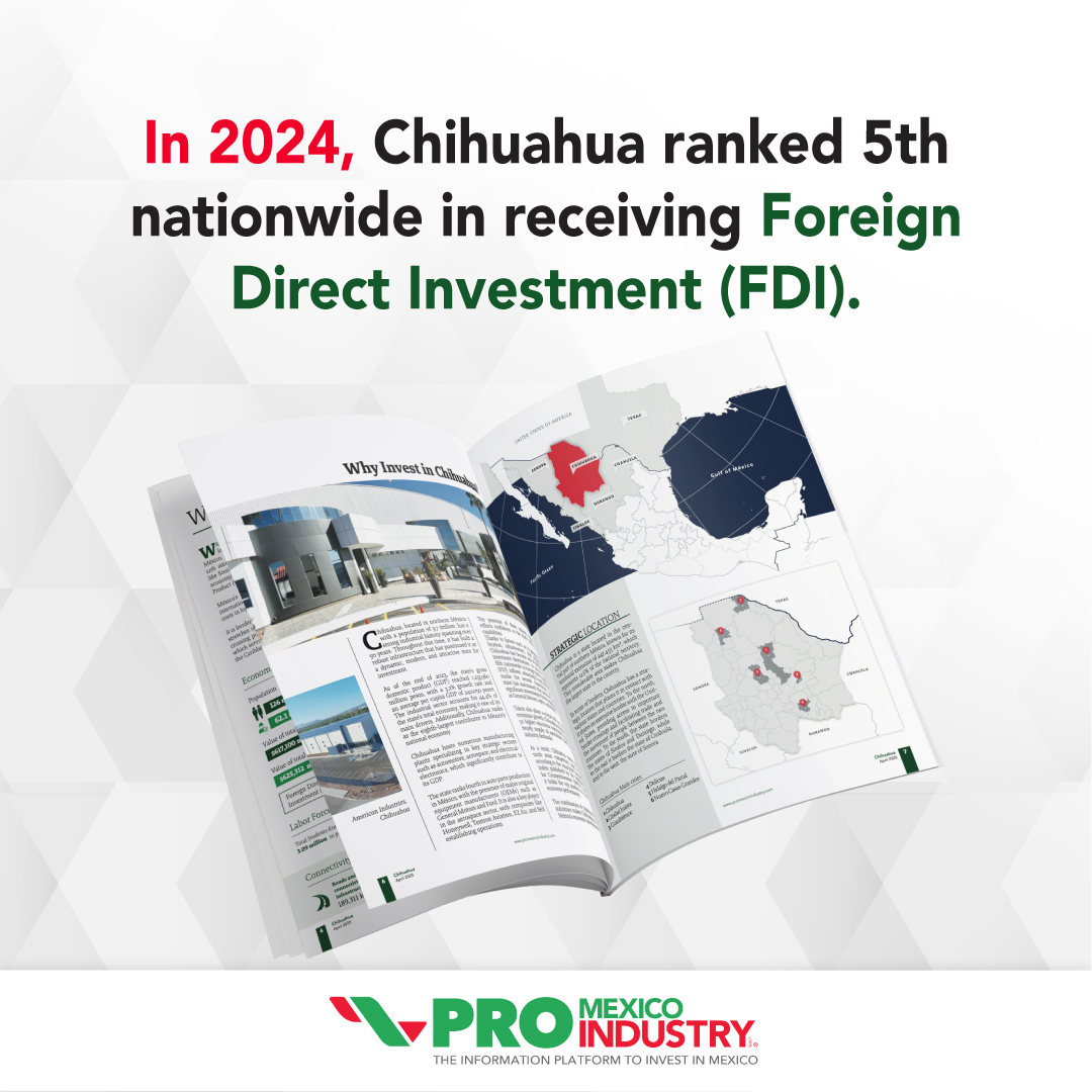 ProMexicoInd's tweet photo. 🚀 Chihuahua ranks as the eighth state contributing the most to Mexico’s economy. With 44.4% of its economy dedicated to the industrial sector, the state has established itself as a key driver of the country's economic development.  
https://t.co/Nk8SnIOwyi https://t.co/1p7ywIlL6u