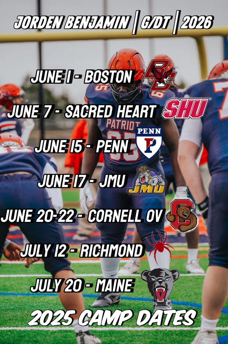 Jorden Benjamin (@jekbenji) on Twitter photo Finalized my summer camp circuit! Canβt wait to work! <a href="/Coach_Beylor/">Coach Beylor</a> <a href="/FinnertySean/">Sean Finnerty</a> <a href="/PatriotHS_FB/">Patriot Pioneers Football</a> <a href="/PWCsportsVA/">Prince William County Sports</a> <a href="/C_ROCK53/">Charlie Chandler</a> <a href="/WillVapreps/">Will Vapreps Garlick</a> Finalized my summer camp circuit! Canβt wait to work! <a href="/Coach_Beylor/">Coach Beylor</a> <a href="/FinnertySean/">Sean Finnerty</a> <a href="/PatriotHS_FB/">Patriot Pioneers Football</a> <a href="/PWCsportsVA/">Prince William County Sports</a> <a href="/C_ROCK53/">Charlie Chandler</a> <a href="/WillVapreps/">Will Vapreps Garlick</a>