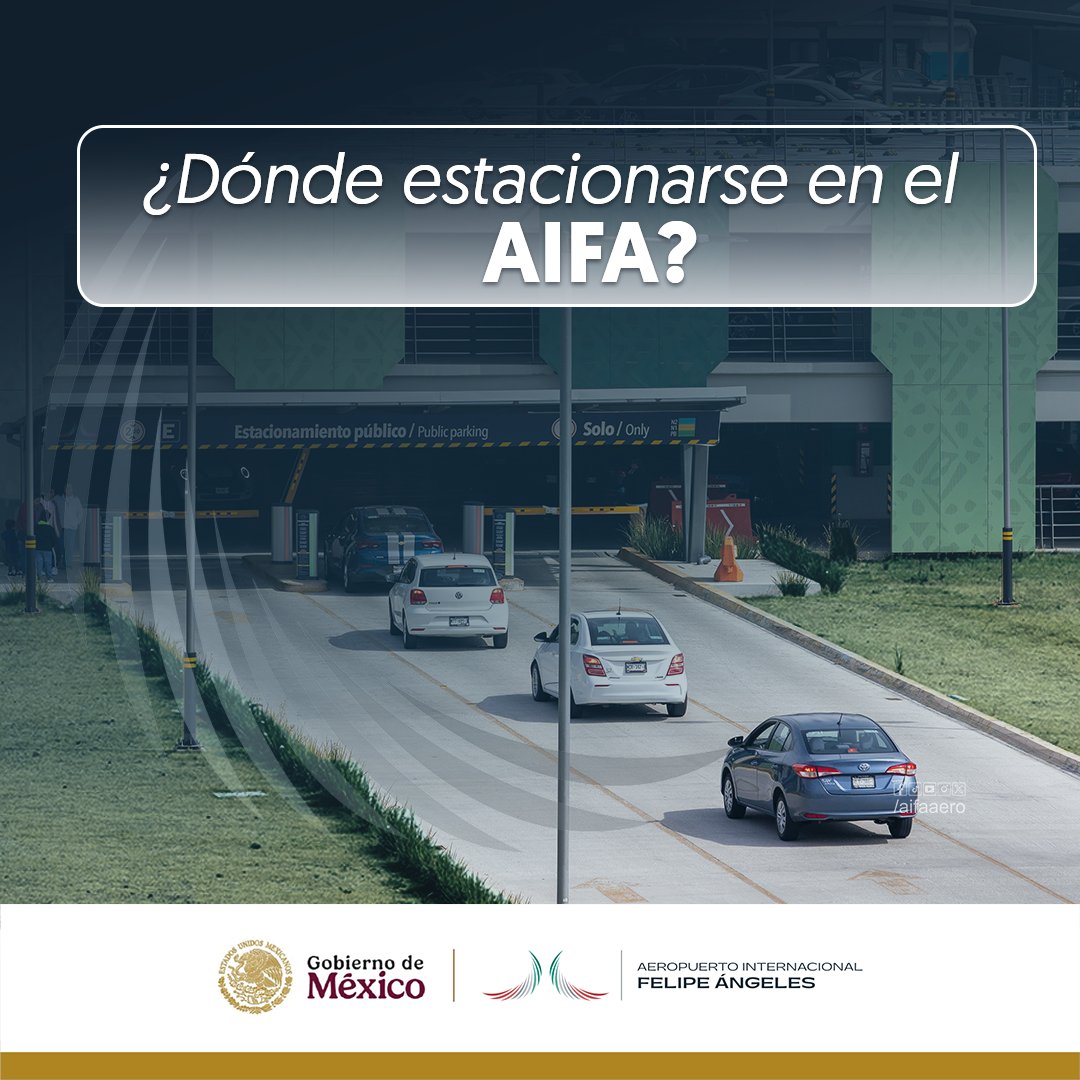 aifaaero's tweet image. ¿Sabes en dónde puedes estacionarte en el AIFA? Te compartimos la ubicación de nuestro estacionamiento maps.app.goo.gl/1eTrV1L4AZb7oH…, para que puedas llegar de forma práctica y segura.
Para más información visita nuestro sitio web  aifa.aero/transporte.htm…
#TipsDeViaje #PlaneaTuViaje