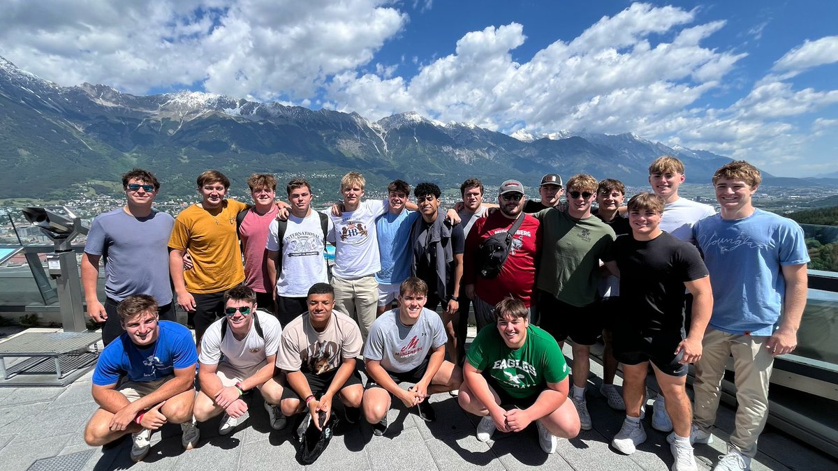globalsportsguy's tweet photo. Muhlenberg College football team touring Innsbruck and the Bergisel Ski Jump in Austria. The ski jump stands proudly above the Olympic city of Innsbruck on the historic Bergisel. https://t.co/VTN6nsbPki