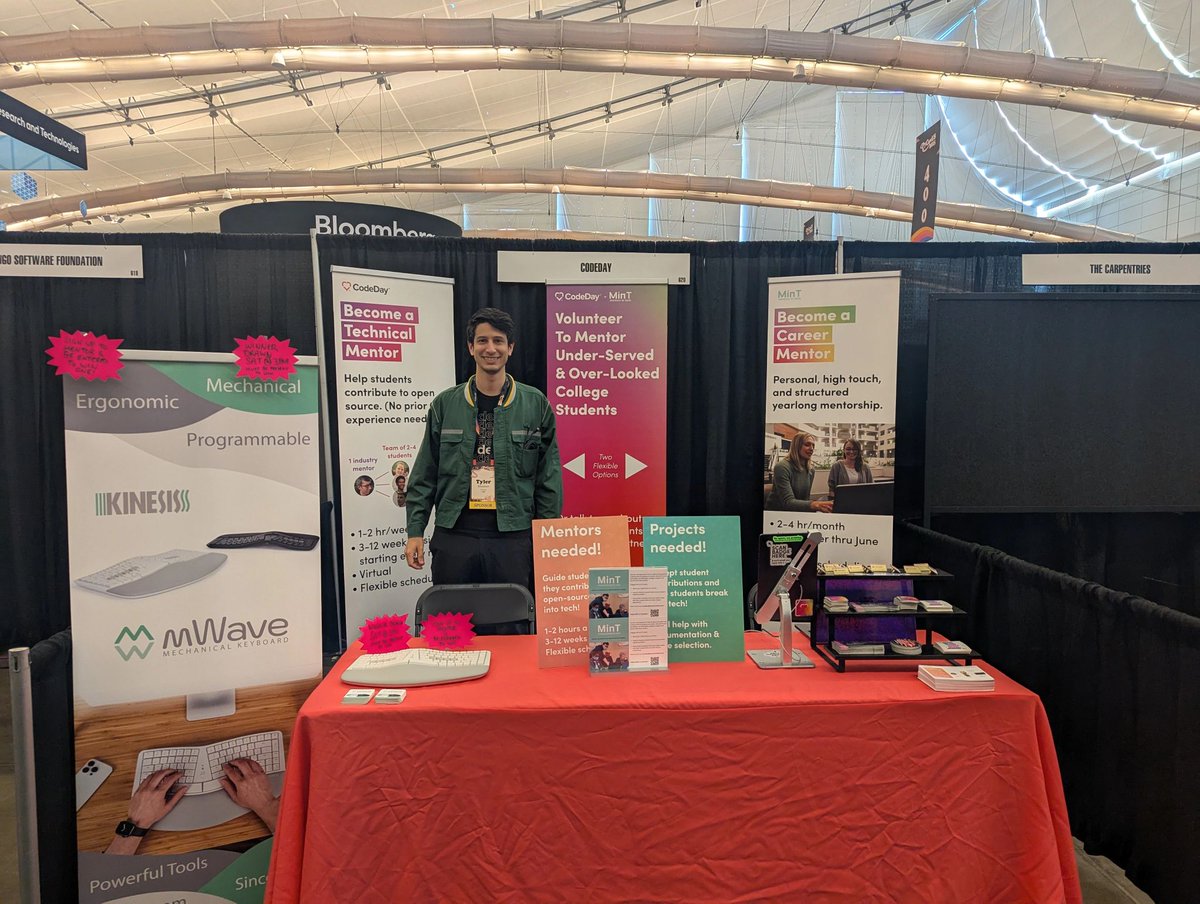 CodeDay's tweet image. We had such a great time at @pycon. Thanks to the many folks who stopped by our booth to chat about mentoring opportunities in tech! (And thanks @kinesisergo for helping us give away an mWave ergonomic keyboard to one of our new mentors!) Our next stop is @linuxfoundation!