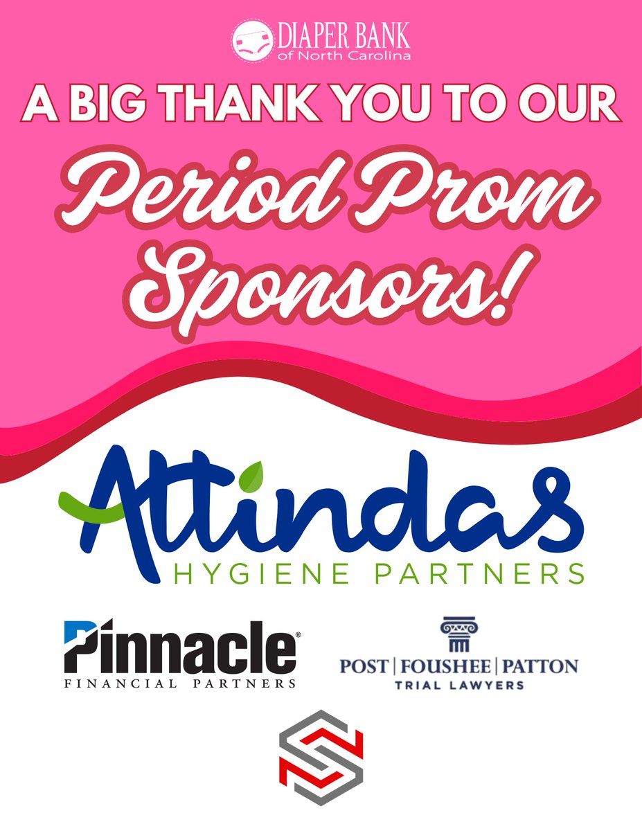 Diaper Bank of NC (@diaperbanknc) on Twitter photo Thank you to the sponsors of our first-ever #PeriodProm2025! We'd like to recognize Gold Sponsor <a href="/attindas/">Attindas Hygiene Partners</a> and our Sterling Sponsors <a href="/PNFP/">Pinnacle Financial Partners</a>, Post Foushee and Gordon, Trial Lawyers, and <a href="/secundussystems/">secundussystems</a>. We are truly grateful for our support of our mission and this impactful event. Thank you to the sponsors of our first-ever #PeriodProm2025! We'd like to recognize Gold Sponsor <a href="/attindas/">Attindas Hygiene Partners</a> and our Sterling Sponsors <a href="/PNFP/">Pinnacle Financial Partners</a>, Post Foushee and Gordon, Trial Lawyers, and <a href="/secundussystems/">secundussystems</a>. We are truly grateful for our support of our mission and this impactful event.