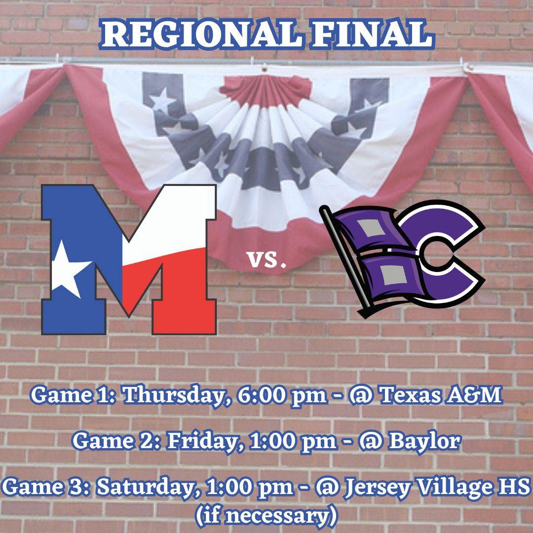 ⚾️ REGIONAL FINAL PLAYOFF INFO! ⚾

Details have been set for our fourth round matchup vs. Klein Cain. Can't wait to see you at the ballpark!