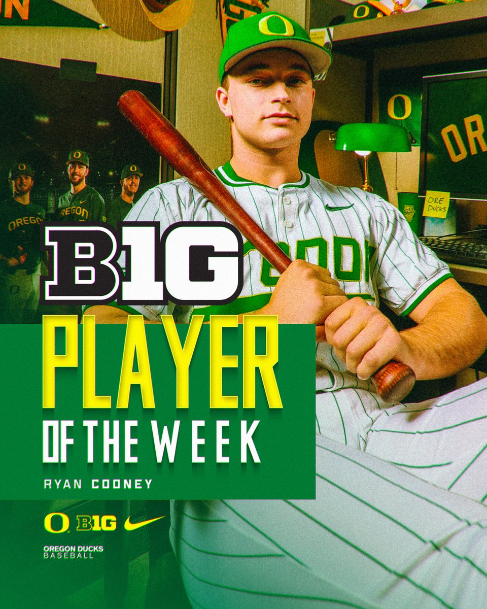 Oregon Duck Baseball (@oregonbaseball) on Twitter photo ๐๐ฐ๐ข๐๐ ๐๐ฌ ๐๐ข๐๐
Make thatโ๏ธB1G Player of the week honors for <a href="/Ryan_Cooney12/">Ryan Cooney</a> in the last three weeks.
Press Release | tinyurl.com/yq3ejbj4 ๐๐ฐ๐ข๐๐ ๐๐ฌ ๐๐ข๐๐
Make thatโ๏ธB1G Player of the week honors for <a href="/Ryan_Cooney12/">Ryan Cooney</a> in the last three weeks.
Press Release | tinyurl.com/yq3ejbj4