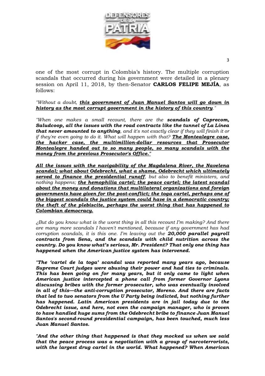 ABDELAESPRIELLA's tweet photo. He solicitado al @TheJusticeDept que levante el sello de la investigación de Odebrecht. Los colombianos tenemos derecho a saber cómo fue que el tartufo @JuanManSantos compró su reelección con sobornos. 

¡No descansaré hasta verlo pagar! La verdad no se entierra. (A.D.L.E)🇨🇴

Mira el documento completo aquí: https://t.co/2Zqc9U85j3