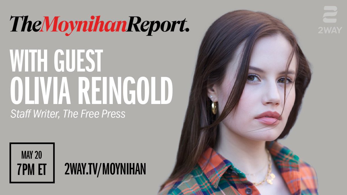 The Moynihan Report (@moynihanreport) on Twitter photo Tuesday we’ll be joined by the one and only <a href="/Olivia_Reingold/">Olivia Reingold</a> to talk about, well… all of the things. Register to join the conversation: 2WAY.tv/moynihan Tuesday we’ll be joined by the one and only <a href="/Olivia_Reingold/">Olivia Reingold</a> to talk about, well… all of the things. Register to join the conversation: 2WAY.tv/moynihan