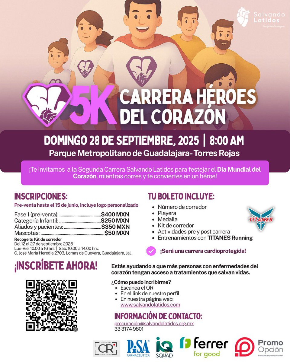 ¿Ya te registraste para la Carrera Héroes del Corazón? ❤️
📍Parque Metropolitano | 28 de septiembre
Corre, camina o trota disfrazado de héroe 🦸
#HéroesDelCorazón #Carrera2024
#SalvandoLatidos
Inscríbete aquí: forms.gle/1GtMJwR8jq4DrY…