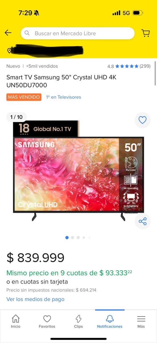 EmiiFritz's tweet photo. Necesito ayuda, hice la compra de un smart TV @ML_Argentina el 2do día de HotSale. Lo recibí y hoy mismo lo conecté para chequear que esté todo bien. Lamentablemente tiene unas manchas en el centro de la pantalla. Cuando hago el reclamo, me quieren gestionar la devolución pero https://t.co/MjwOGiLCqh