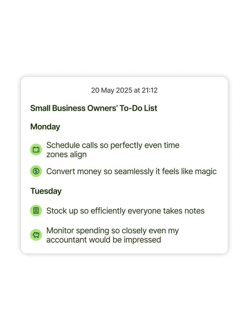 Life of a business owner: ✅ Plan meeting ✅ Attend meeting ✅ Schedule another meeting... 

We understand—some days, the list feels endless. Remember, every little achievement counts (and crossing them off is the best part). 

Which task gives you the most satisfaction to