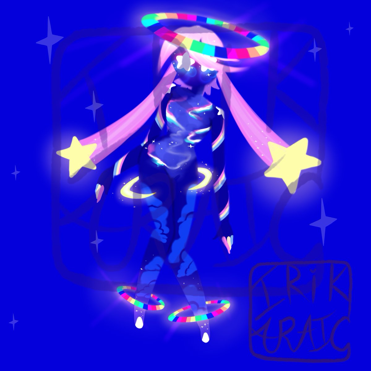 GUYS LOOK AT THE BEST DESIGN IVE EVER CREATED!!! 

She’s based off of a Rainbow Road moodboard I saw! 
Also I never Usually heavily watermark things but I did it this time cause I really don’t want her stolen.