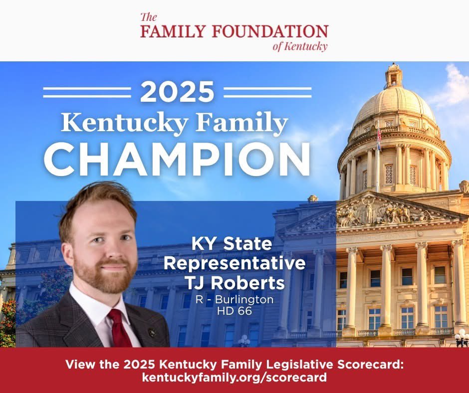 I’m honored to have earned a 100% score on the 2025 Kentucky Family Legislative Scorecard by <a href="/KentuckyFamily/">TheFamilyFoundation</a>! 

The Family is a cornerstone for Western Civilization, and I will always fight to advance pro-faith, pro-family, pro-freedom values in Kentucky!!  It’s an honor to be a