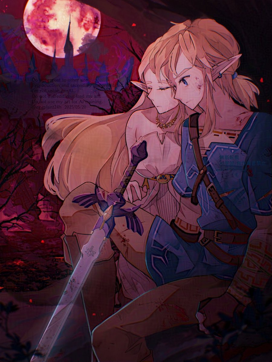 #ブレワイ #Zelda #Zelink #ゼルダ姫
#ゼルダの伝説 #イラスト #illustration 
=落日=