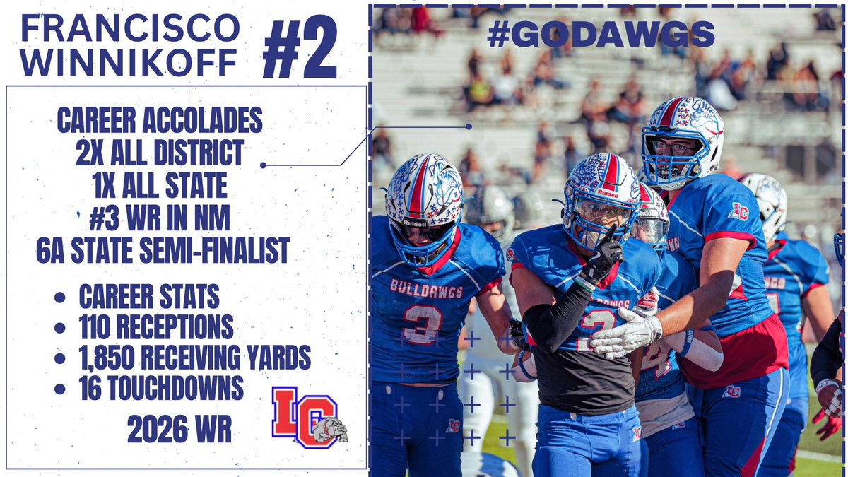 Sisco2x__'s tweet image. Junior Year film
Las Cruces High School
6,1
195lbs
4.6 40
300lb bench 360 squat 250 clean 250 jerk
JR year - hudl.com/v/2RdcJu
Blocking - hudl.com/v/2S78Du
@PrepRedzoneNM @nmprepcosports @LCHSFOOTBALL @mjlopezdawgs