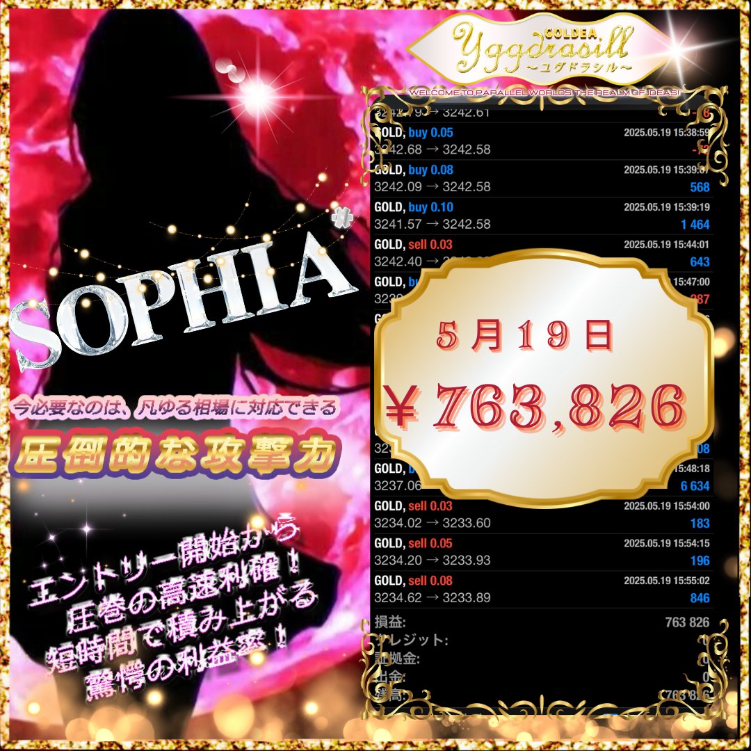 Yggdrasill_FXEA's tweet photo. Yggdrasill　Group Gold EA
〜ユグドラシル〜

💥収支報告💥
2024/05/19

⭐️SOPHIA⭐️ソフィア⭐️
損益 ＋763,826円
日利76.3%

⭐️LEXIA⭐️レクシア⭐️
損益 ＋1,412,230円
日利141.2%

「Yggdrasill@ユグドラシル Gold EA」
https://t.co/CpR5TNmsyU

#自動売買 #ad https://t.co/JsnocREvEg