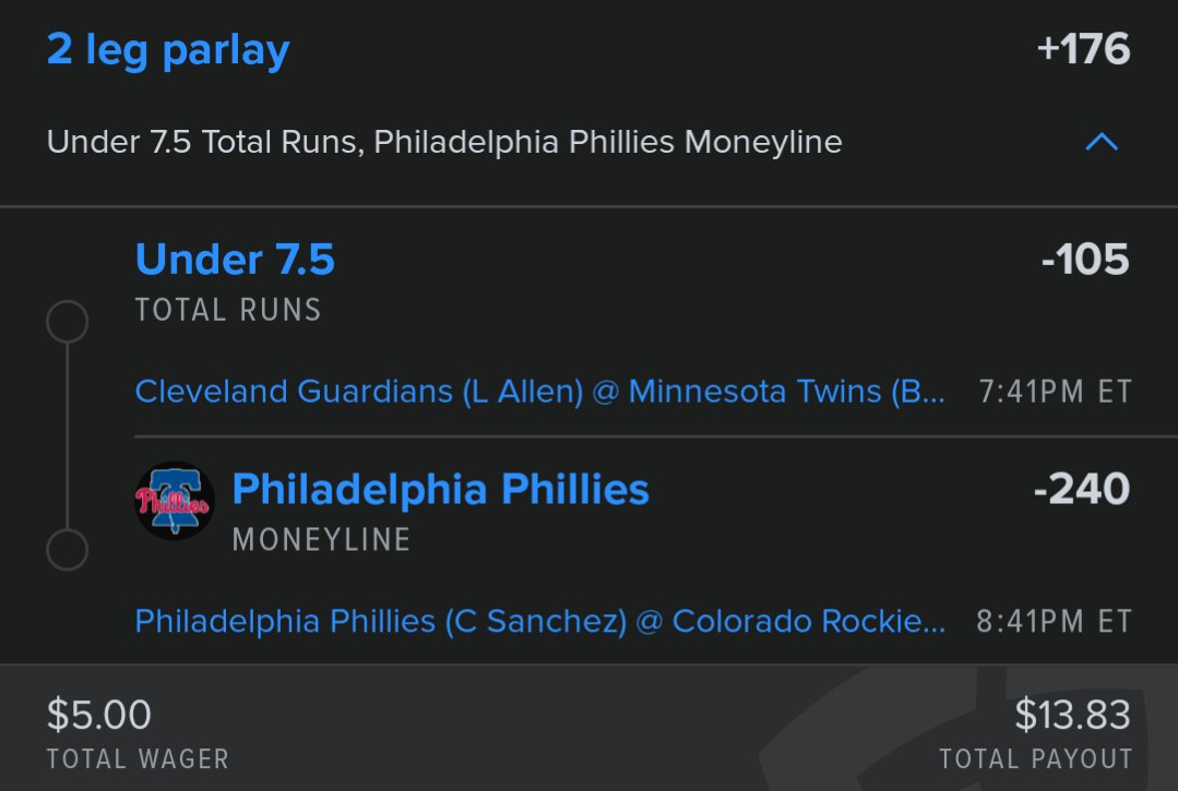 beans_val's tweet photo. 🪜LADDER CHALLENGE🪜
$5➡️$5,000 IN 10 DAYS💰

🔥DAY 1🔥
⚾️ Guardians @ Twins u7.5
⚾️ Phillies ML
(+176) $5➡️$13.83

Let's Get This One Going👀
Climb Time🤑
#gamblingX #GamblingTwitter #lock https://t.co/Lmh6Gpacpa