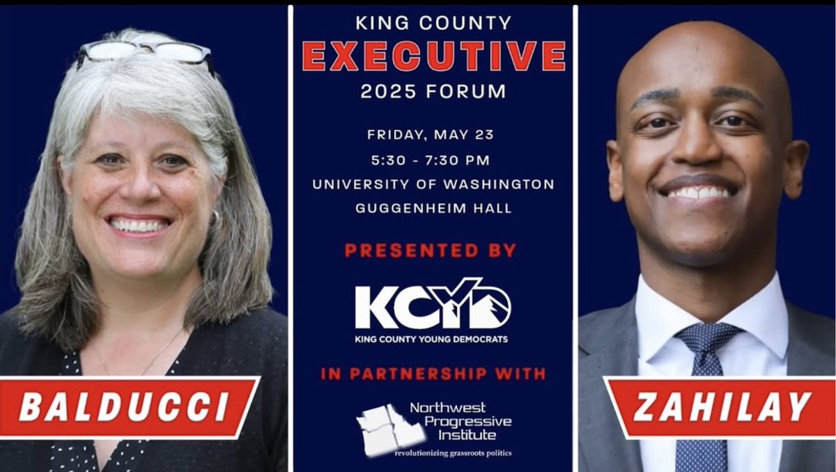 KingCountyYDs's tweet image. We’re excited to announce that KCYD is hosting a forum for King County Executive candidates! 

This event is an excellent opportunity to hear directly from the candidates seeking to serve as King County’s next top executive. Please mark your calendars and spread the word!