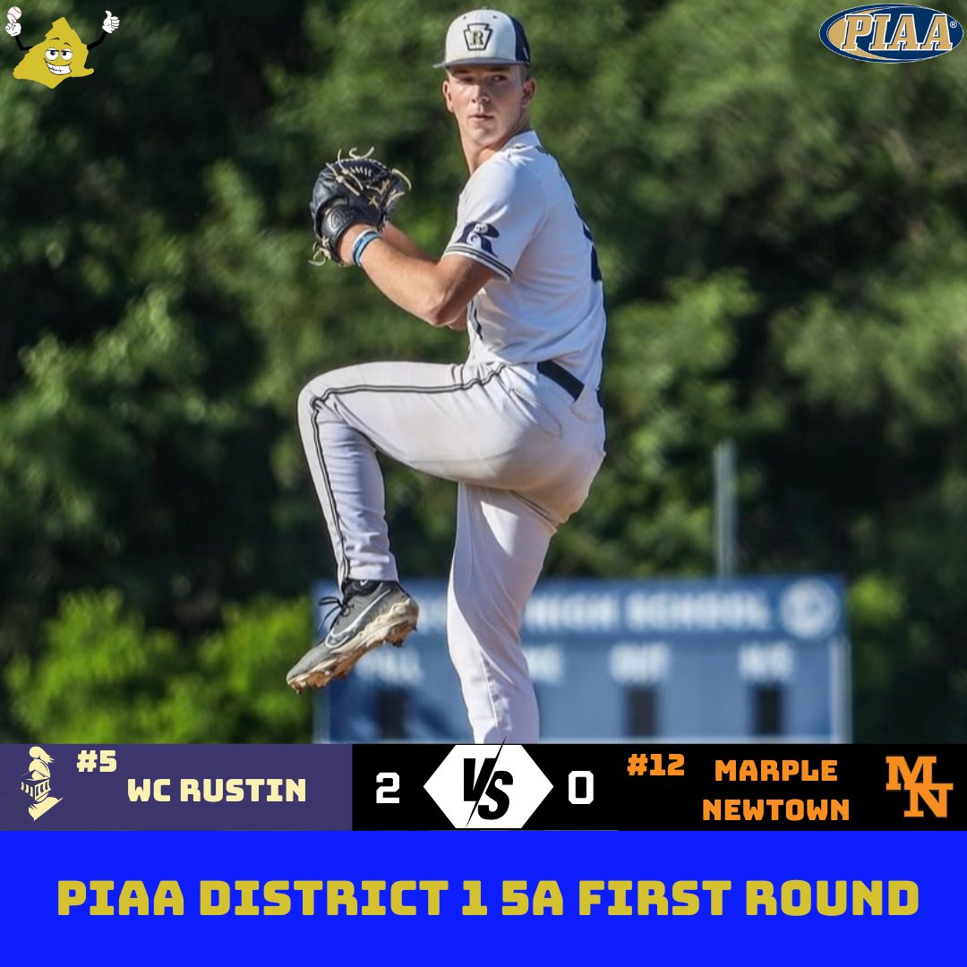 One of the best playoff pitching performances you’ll ever see as Rustin RHP and Vanderbilt recruit AJ Calio tossed a no-hitter striking out 16 Marple Newtown hitters to give the Golden Knights a 2-0 first round win 🤯

Jack Maholick threw five shutout innings for Marple Newtown