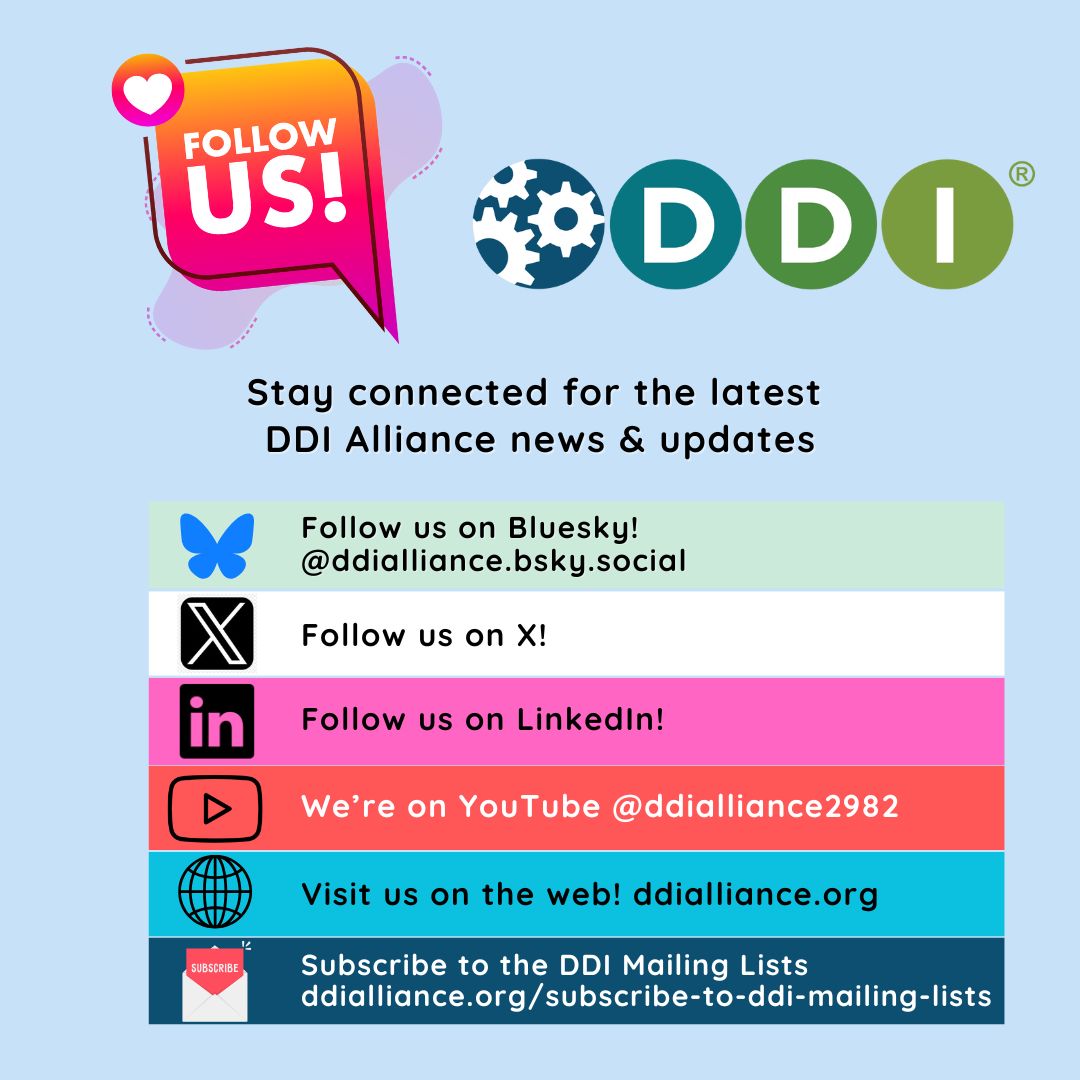 📢 Stay connected with the #DDI Alliance! Get the latest updates, news, and resources on #MetadataStandards and #FAIRdata.
 👉 Follow us on social media (Bluesky, X, LinkedIn)
 🎥 Subscribe to our YouTube channel
 🌐 Join our mailing lists and explore at ddialliance.org
