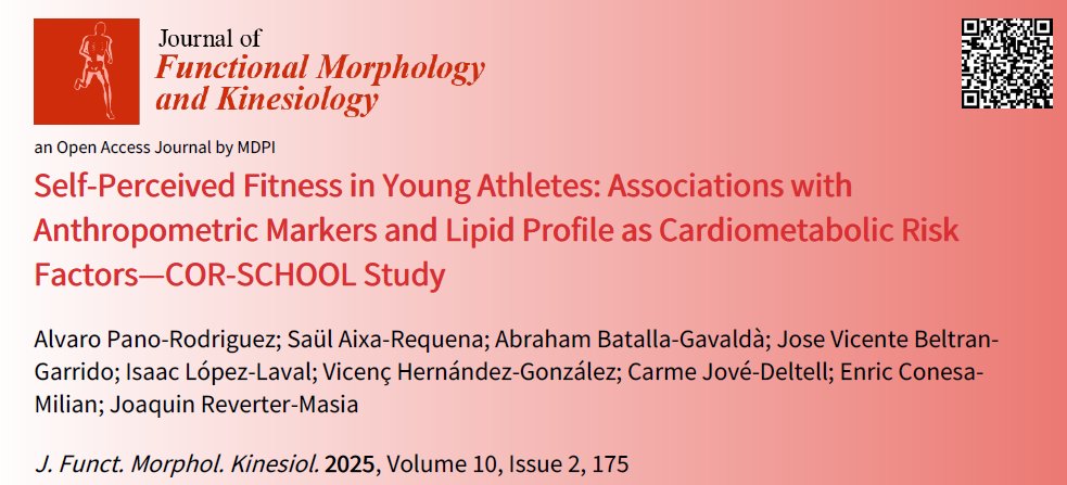 JFMK_MDPI's tweet photo. 🏃‍♂️In this newly published study, Pano-Rodriguez et al. examine how various anthropometric and biochemical indicators are associated with self-perceived physical fitness among primary school children.

🔗Read more at: https://t.co/lnUoLvGhk9

#Fitness #Youth #OpenAccess https://t.co/ezopOU2XTz