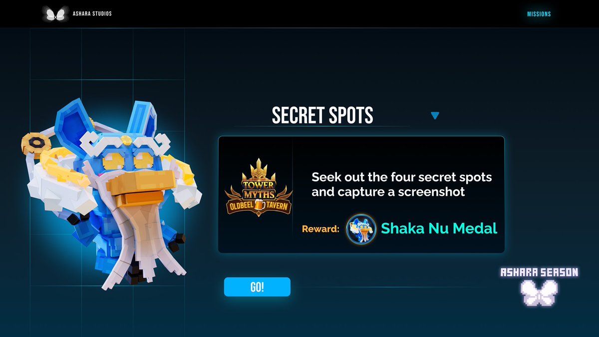 🦋 Did you miss us?

Even though we're offseason, we’re still thinking of you.
💥 A special mission is here to help you earn extra points for the next season!

🎯 Secret Spots
🏅 Reward: Shaka Nu Medal

Check out the quest at:

asharastudios.com/Quests

#TowerOfMyths #AsharaSeason